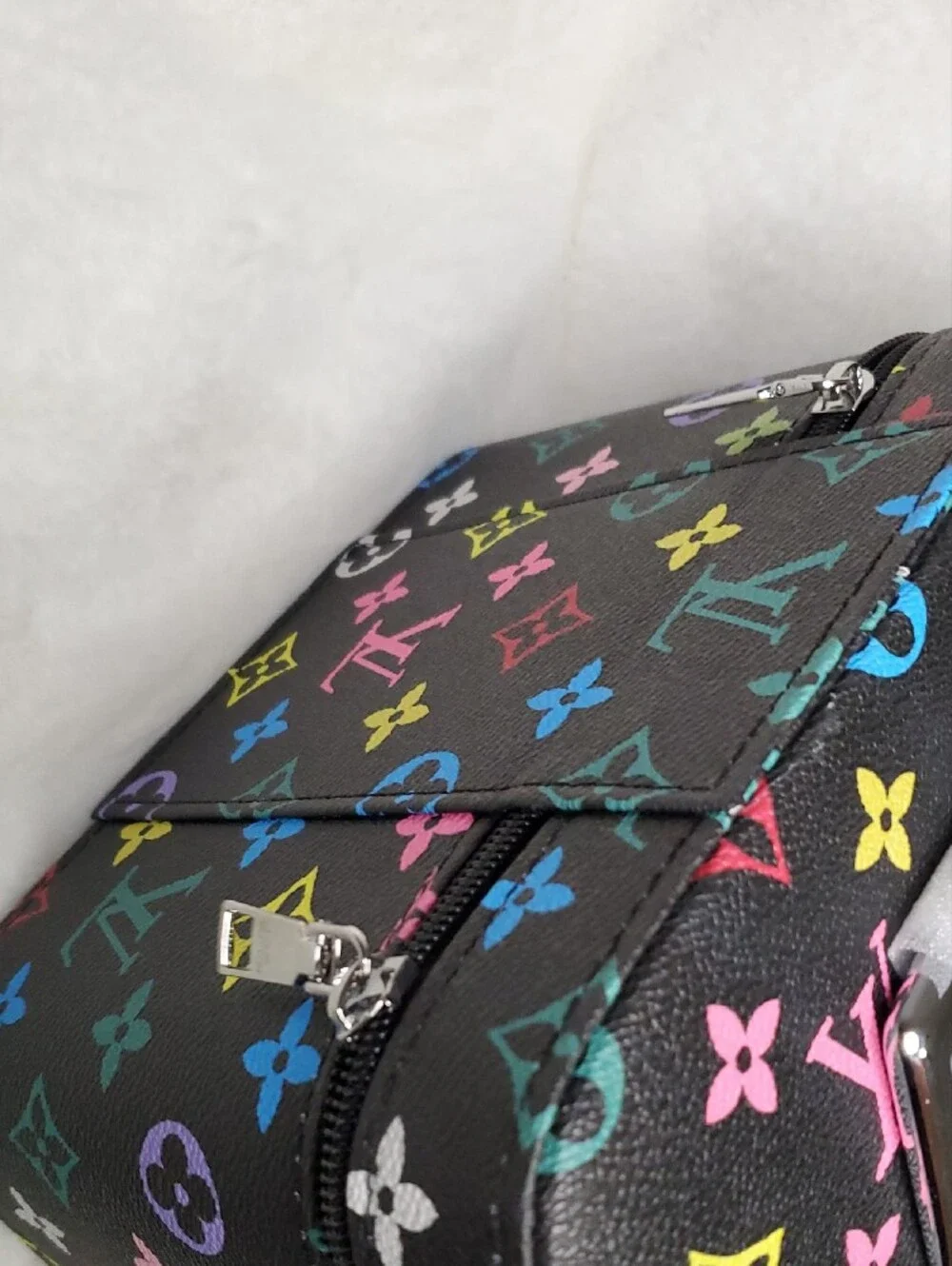 Lv  Multicolor Monogram Cosmetic Case on Black